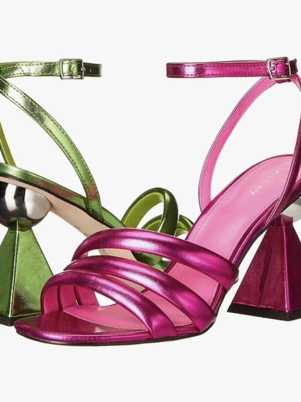 Metallic Pink Strappy Block Heel Sandals Circus By Sam Edelman - Picture 1 of 2